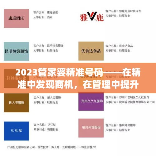 2023管家婆精准号码——在精准中发现商机，在管理中提升效率