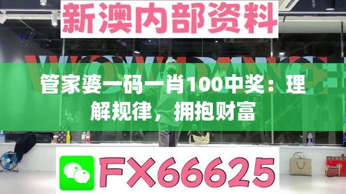 管家婆一码一肖100中奖：理解规律，拥抱财富