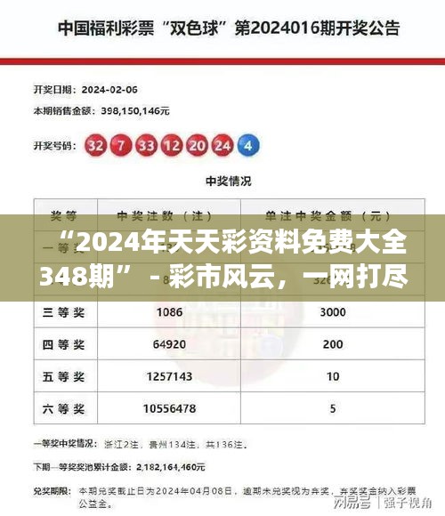 “2024年天天彩资料免费大全348期” - 彩市风云，一网打尽