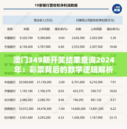 澳门349期开奖结果查询2024年：彩票背后的数学逻辑解析