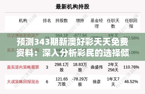 预测343期新澳好彩天天免费资料：深入分析彩民的选择倾向