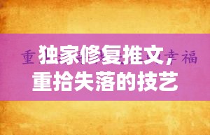 独家修复推文，重拾失落的技艺——传统技艺的重生之路