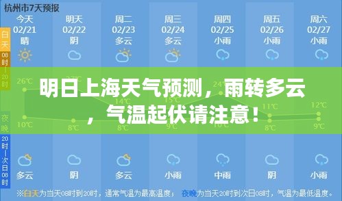 明日上海天气预测，雨转多云，气温起伏请注意！