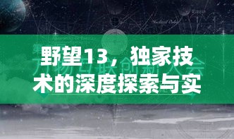 野望13，独家技术的深度探索与实践之旅