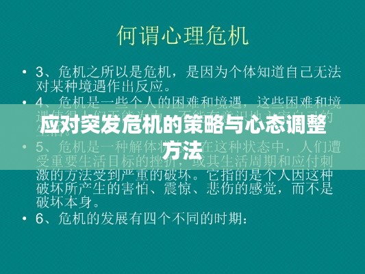 应对突发危机的策略与心态调整方法